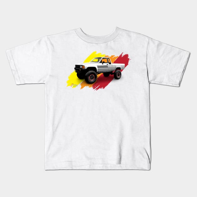 Toyota 1985 4x4 Xtra Cab Pickup Truck Kids T-Shirt by 6thGear